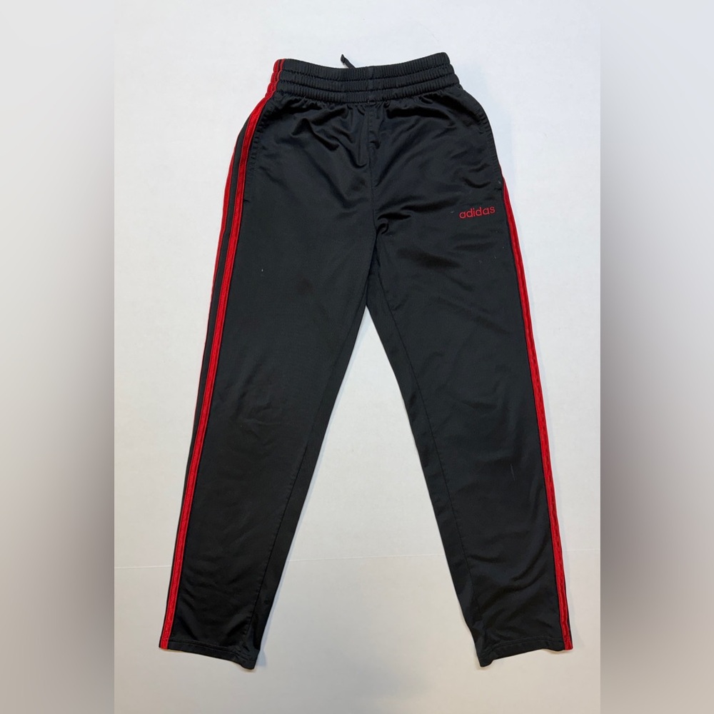 Adidas Boy’s Medium 10/12 Black‎ Red Stripe Classic Track Pants